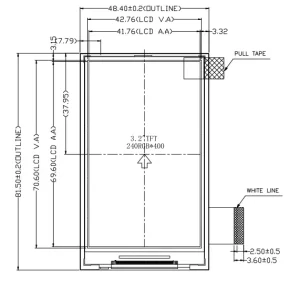 3.2 inch tft lcd module PV032004YP45E front