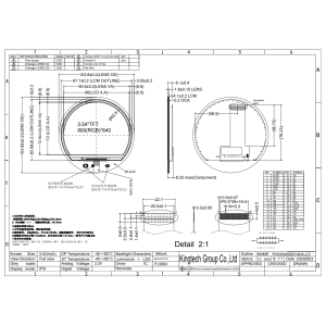 Kingtech 3.54 inch 800*640 round TFT module display