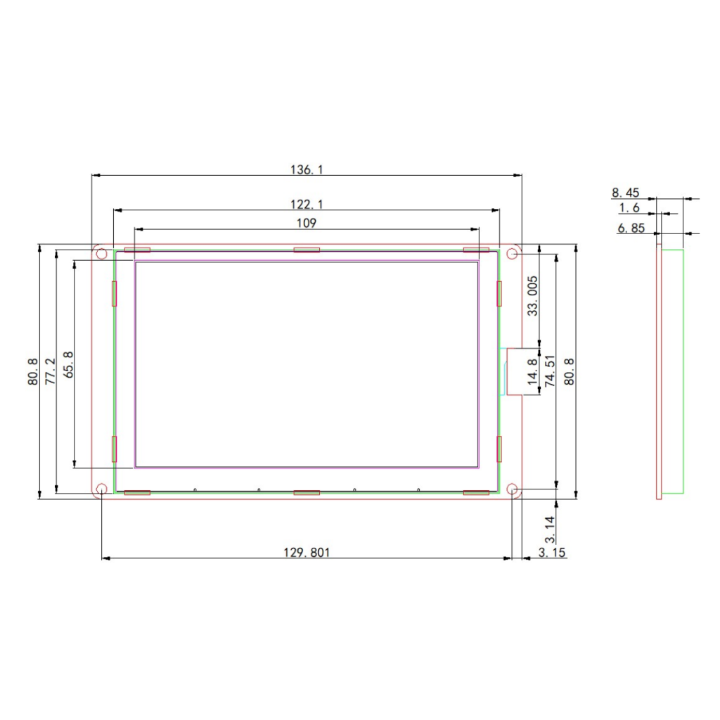 5.0 inch LCD module using IPS TFT-LCD technology.