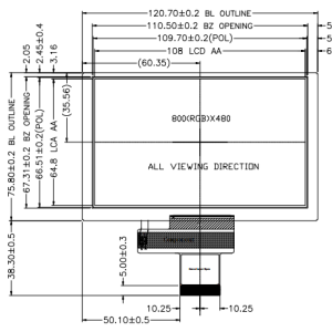 High brightness 1000nits IPS LVDS interface 40pins